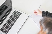 person studying at computer